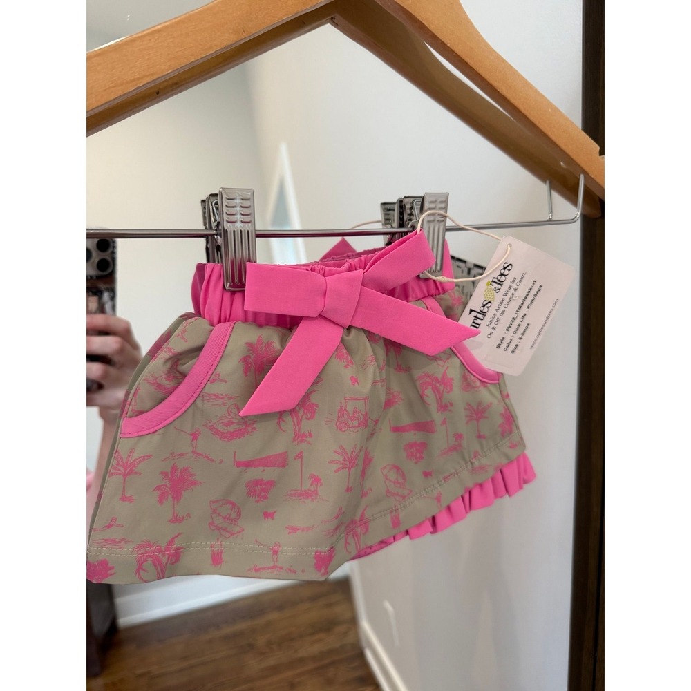 Turtles & Tees Girls Club Life Pink Sage Golf Skort Marlee 0-3 Months NWT
